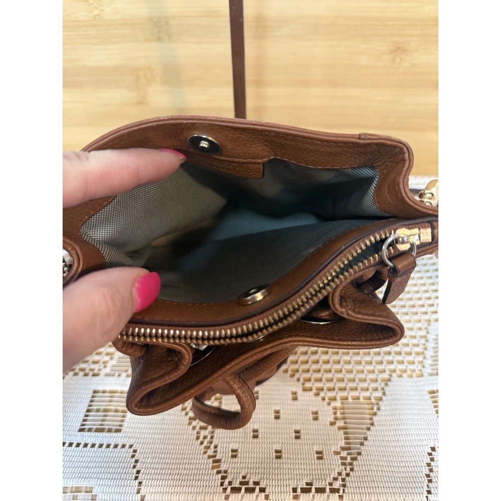 Cole Haan Crossbody Bag Women's Brown Pebble Leather Drawstring Bucket Bag - Picture 7 of 15